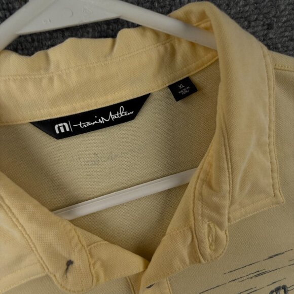 Travis Mathew Golf Polo Shirt Yellow Short Sleeve Beach Palm Tree XL Pima Blend - Picture 9 of 12